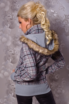 Modische Jacke mit Fell-Kapuze