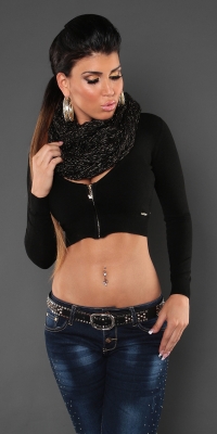 Trendy Loop-Strickschal mit Glitzer Schwarz