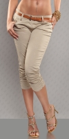 Sexy Caprihose mit Grtel Beige